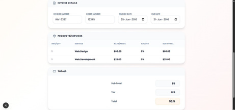 Extracted invoice details, line items and totals
