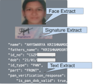 Face, signature and text extraction with structured JSON output